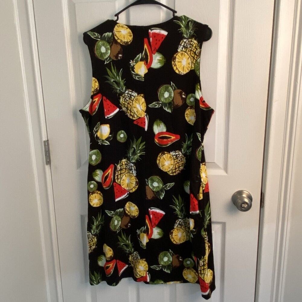 New York & Company Dress Size XL Fruit Print Sleeveless V-Neck Cotton Black - Picture 7 of 9